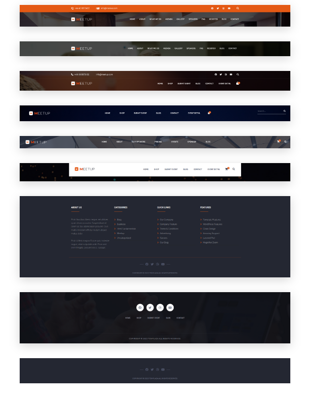 A bunch of stunning <em>header & footer styles</em> available